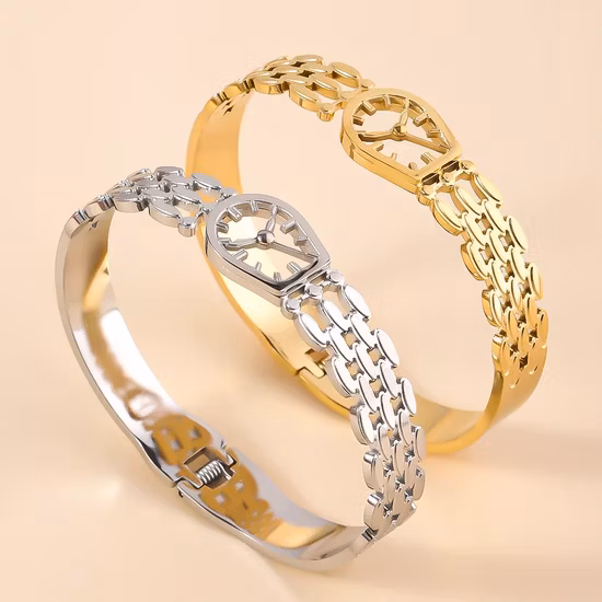 Waterproof 18K Plated Stainless Steel Jewelry Thin Twist Opening Bangle