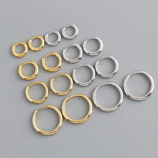 925 Sterling Silver Hoop Thicker Round Hoop Simple Earrings 