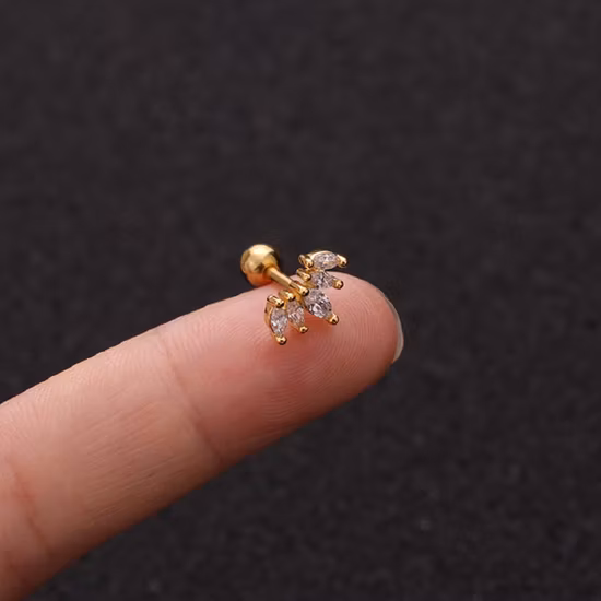 Ear Bone Nails Zircon Screw Stud Earrings Women Stud Earrings Piercing Jewelry