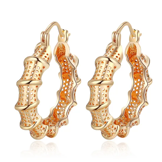 Women Popular 14K 18K Gold Plated Jewellry Copper Alloy Big Size Hoop Earring 