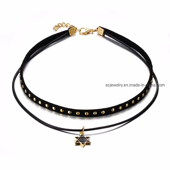 Hot Sale Factory Direct Price Fashionable Star Neck Leather Choker 
