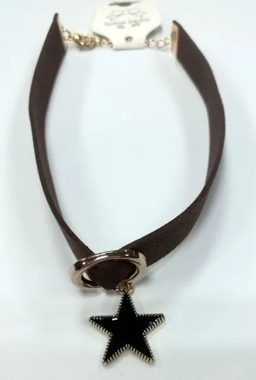 Fashion Jewelry Necklace Choker with Star Charm with Black Enamel 